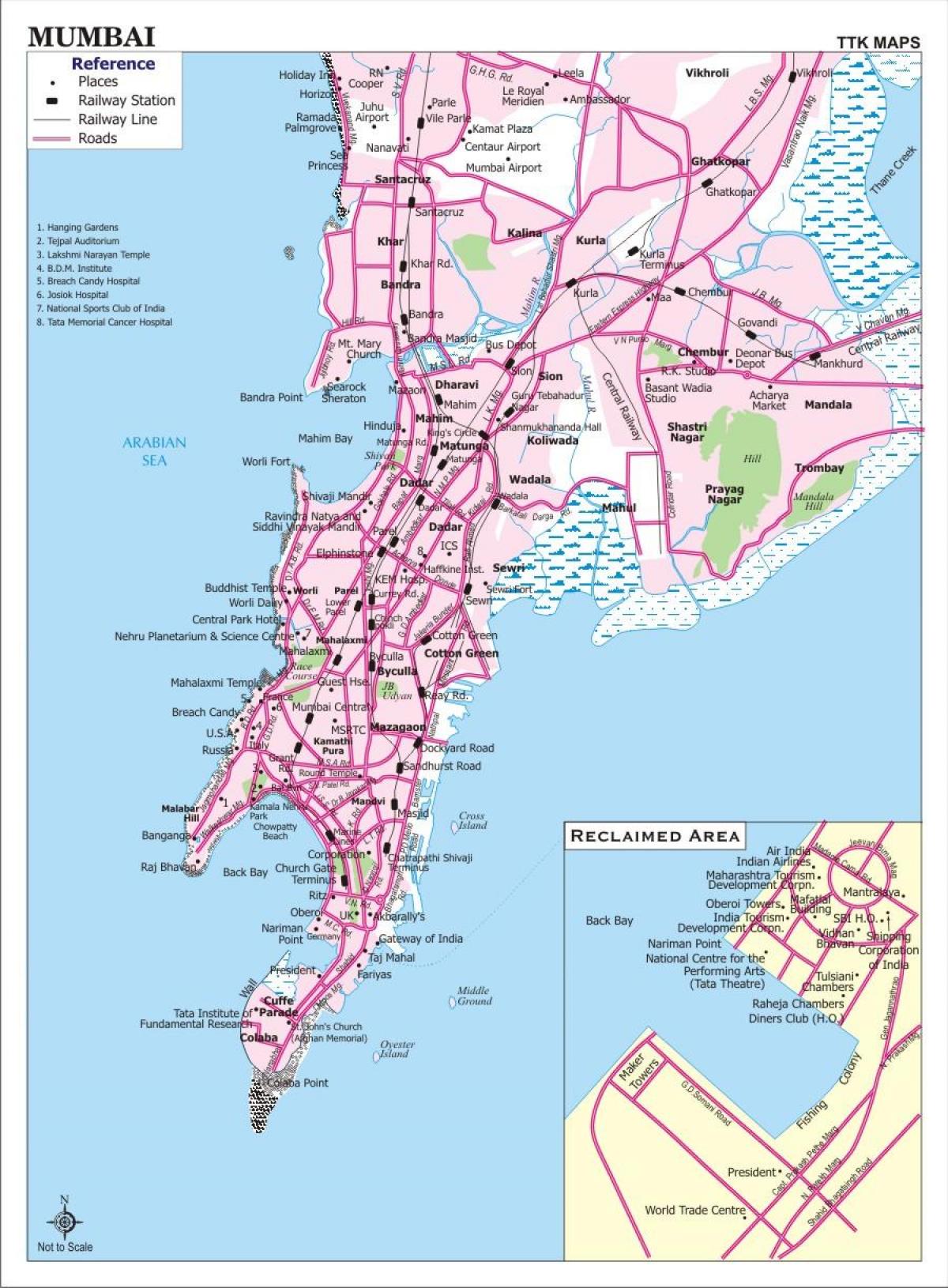 Mumbai xəritəsi, avtobus marşrutlarının