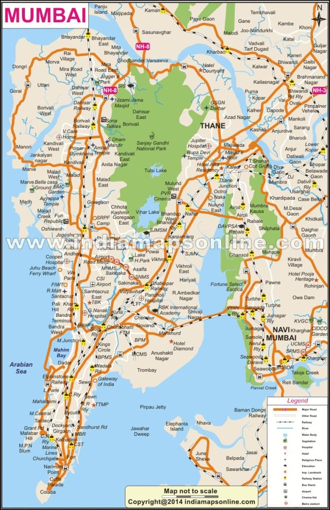 fiziki xəritə Mumbai