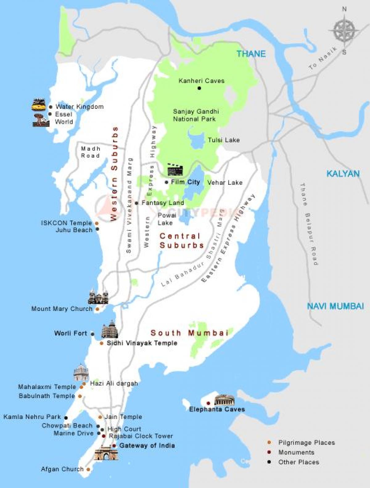 Бомбей şəhərin xəritəsi turizm
